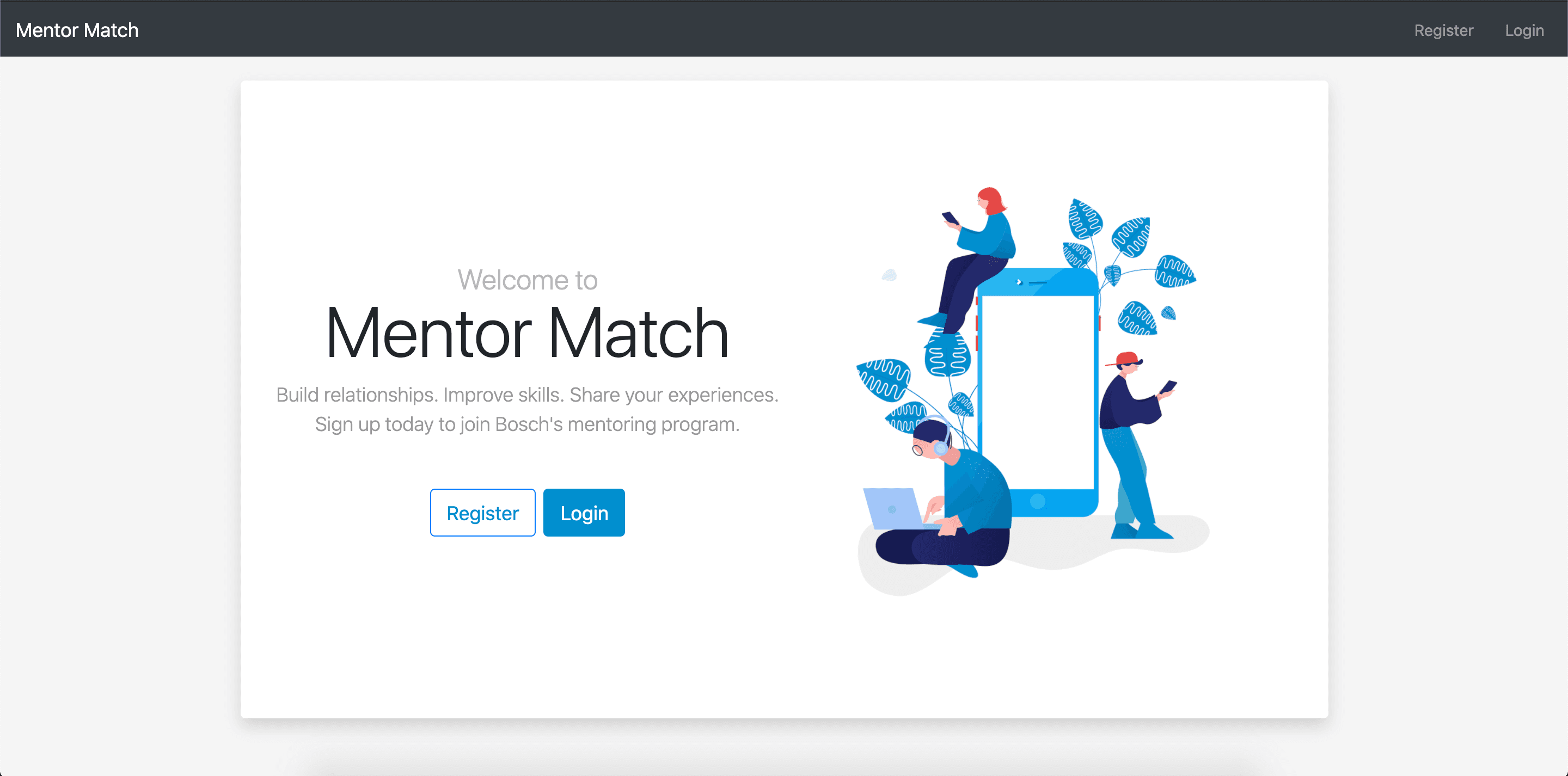 screenshot from Mentor Match platform